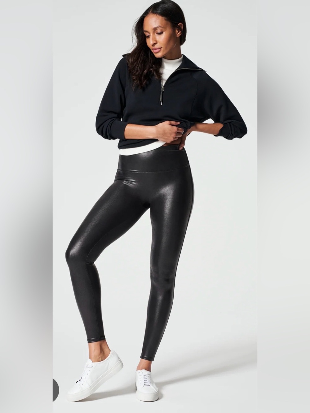 SPANX Black Faux-Leather High-Rise Leggings